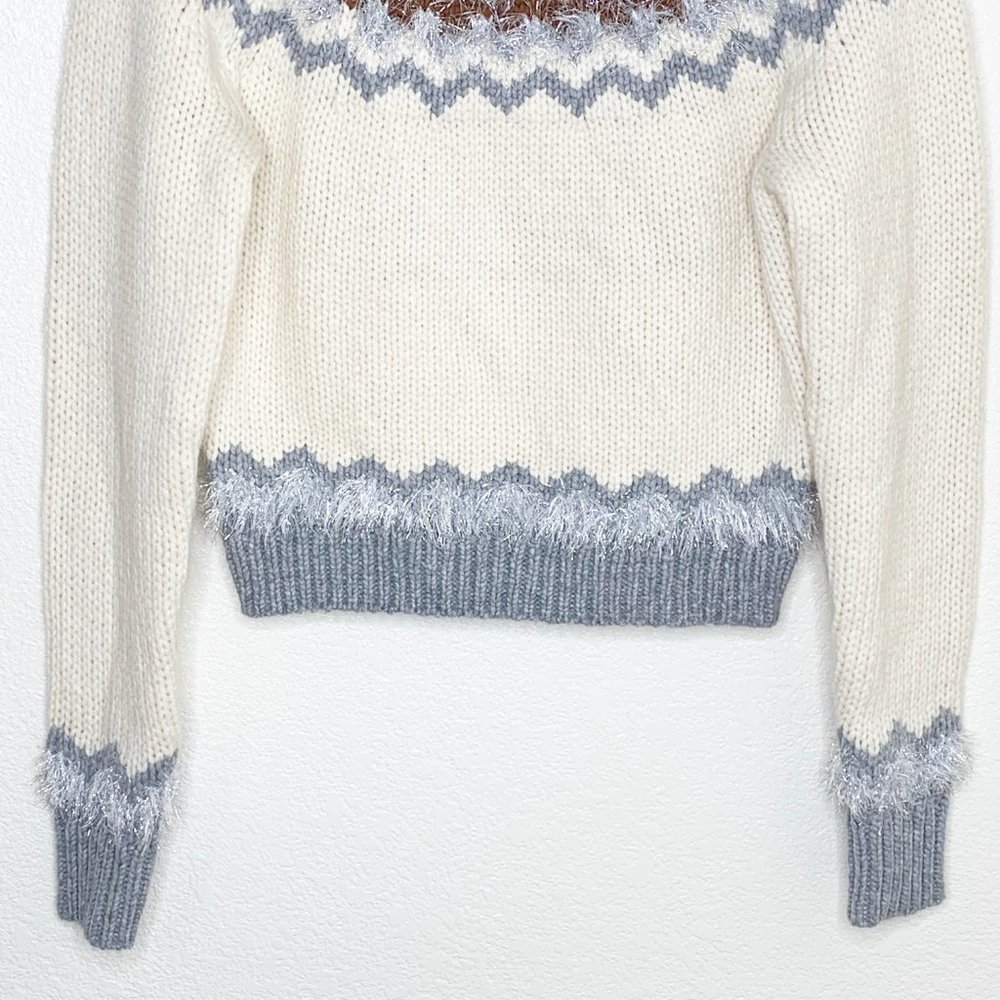Lou & Grey Ivory & Gray Fair Isle Sweater NWT - Picture 5 of 6